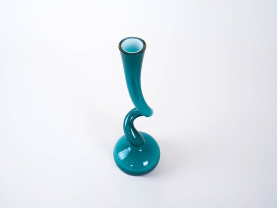 Image 1 of Turquoise vase, Swing Vase, Danish design, manufactured by Normann Copenhagen, designed by Britta Bonnesen