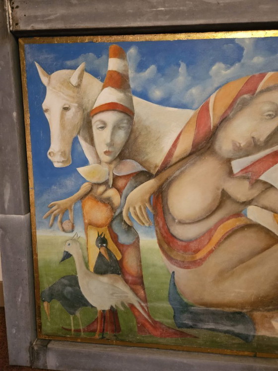 Image 1 of Large Surrealist Painting by Leo Bos