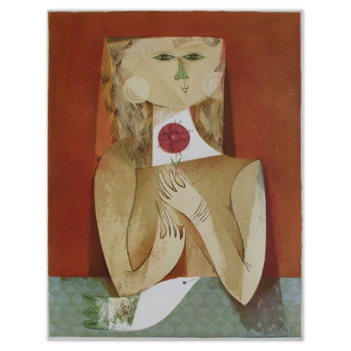 Samy BRISS Justine à la rose Serigrafia firmata 1975
