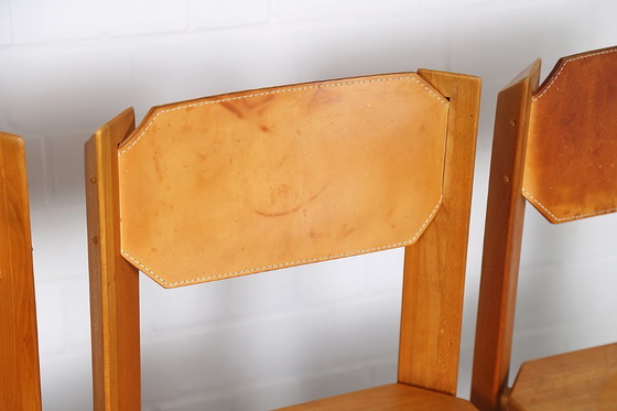 Image 1 of 4 sedie da pranzo vintage Wasa in legno di faggio e pelle