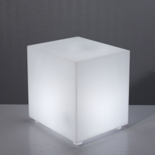 Vintage Habitat "Glowbow" designer side table/lamp in white acrylic