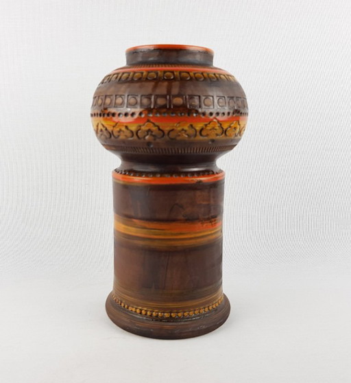 Vaso vintage di metà secolo in ceramica Bitossi "Mezza Chiave", smalto Tramonto di Aldo Londi, Italia, 1960