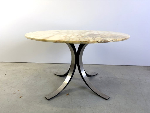 Vintage round marble dining table model T69 by Osvaldo Borsani for Tecno, 1970s