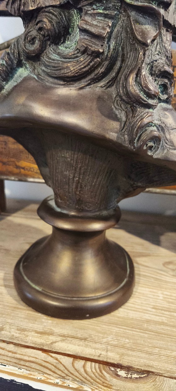 Image 1 of Old statue, Bust of a French girl, a peasant woman in a bonnet.
