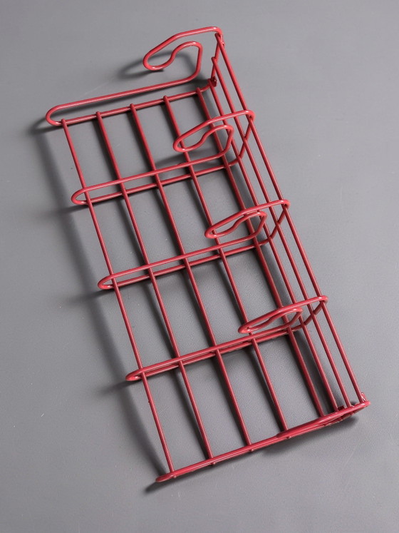 Rare Vintage IKEA 'Frän' Wall Coat Rack / Hat Rack – 1980s Postmodern Design – Bright Red Coated Metal Wire (photo 4 of 6)