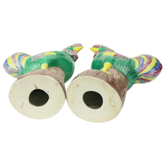 Image 1 of Coq en porcelaine polychrome émaillée