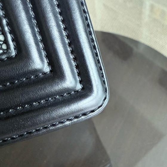 Image 1 of Chanel Boy Small - Small Galuchat Stingray Black Ruthenium Silver Hardware Series 18