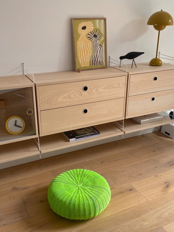 Image 1 of Vintage Ikea Wicker - Poef, kunststof vlechtwerk 1980 - 1990