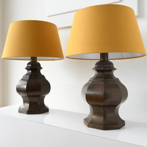 Lampe à poser - Bronze, Textile, Fonte de bronze lourd haut de gamme