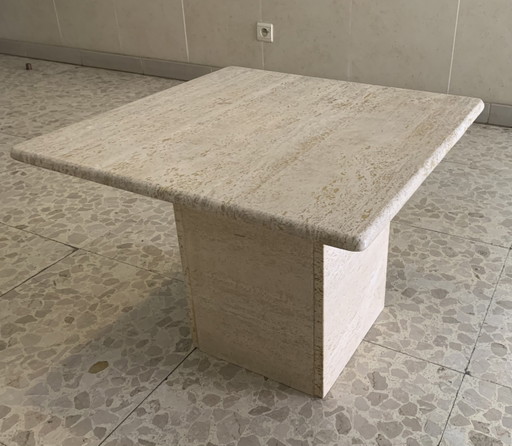 Table basse vintage en travertin véritable (Années 1980)