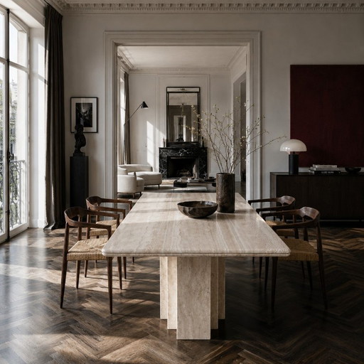 Italiaanse Travertin Eettafel | Italië, jaren '80