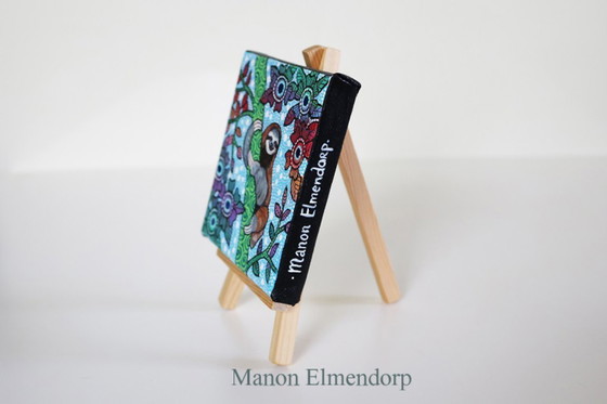Image 1 of Unique Hand-Painted Small Painting with Sloth Donkey