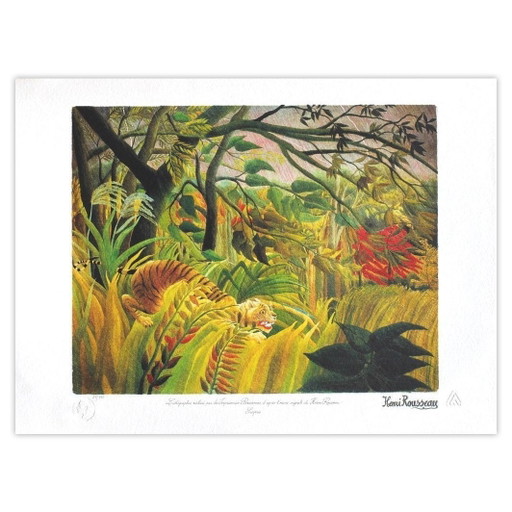Le Douanier Rousseau Lithographie Surpris 1990 – lithos zeefdrukken, Paper