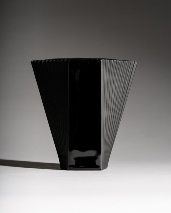 Image 1 of Black Porcelain Vase Duo Wolf Karnagel & Sami Wirkkala for Rosenthal, 80s–90s