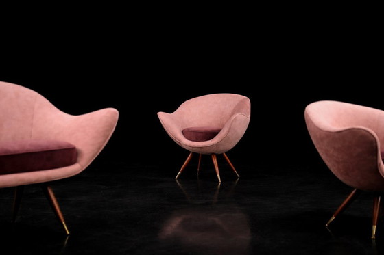 Image 1 of Vintage Mid-Century Space Age Velours Loungeset van Paged, 1972, set van 3