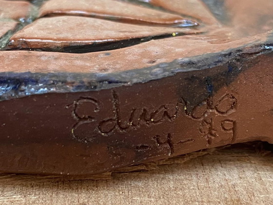 Image 1 of Objet mural en céramique - signé Eduardo '79