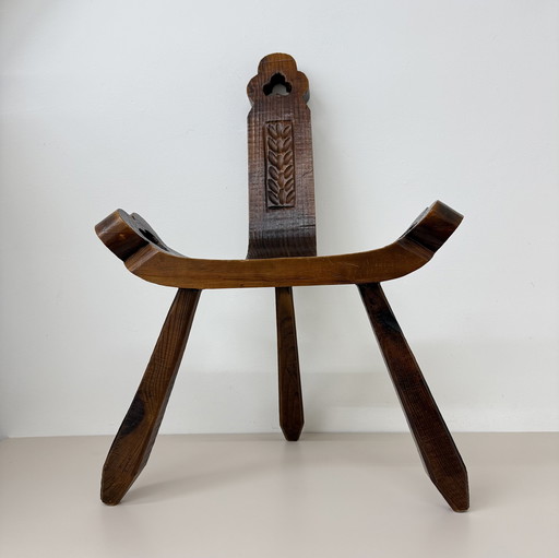 Tabouret tripode vintage espagnol brutaliste