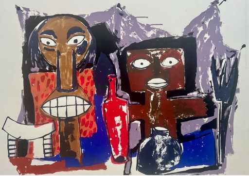 Silkscreen Red Bottle 47/60 by artist John Lie a Fo (1945)