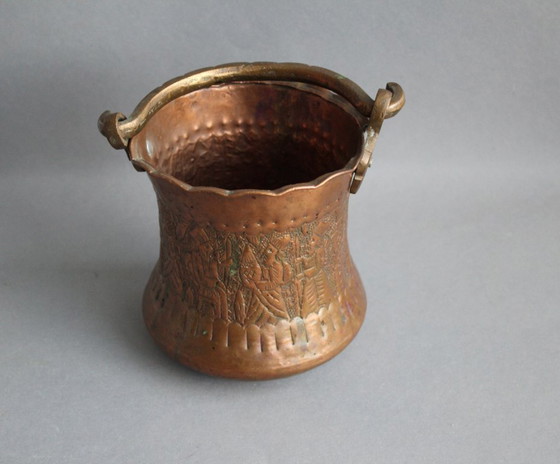 Image 1 of Solid copper kettle, copper pot, planter, cachepot with handle, vintage