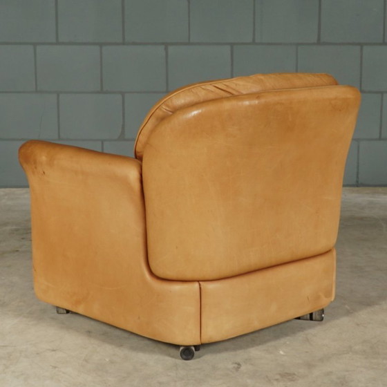 Image 1 of Vintage leather armchair with footstool – Hans Kaufeld – 1970s