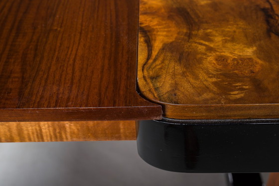 Image 1 of Art Deco French Walnut & Burl Dining Set, 1930s, Set of 7