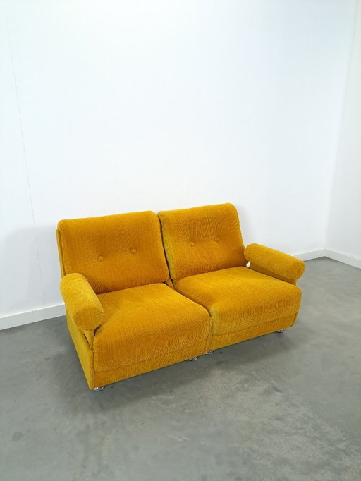 Modular sofa, armchairs warm yellow