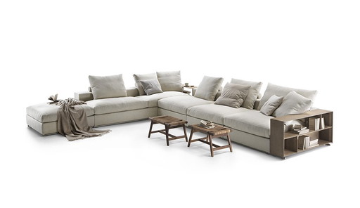 Divano angolare modulare Flexform Groundpiece 450x320cm in tessuto Extra