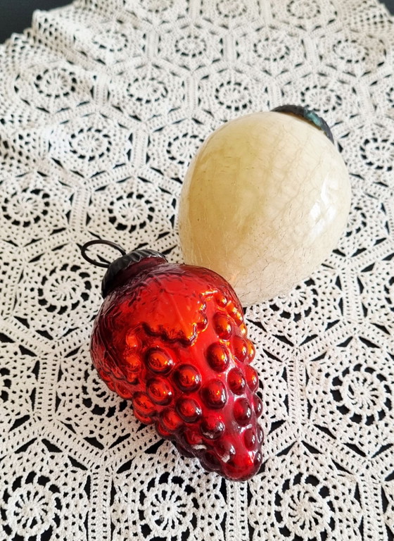 Ornements vintage pour sapin de Noël, Objets déco, Métal, Verre, Crème (photo 12 sur 14)