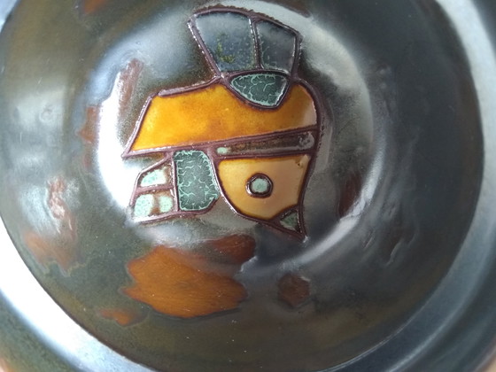 Image 1 of 3x Plateau Henk Potters avec décor d'oiseau