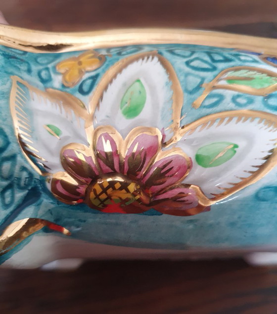 Image 1 of Colorful ceramic box with lid - Belgium 1930-1950