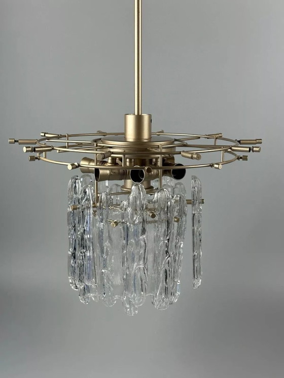 Image 1 of 60s 70s plafondlamp kroonluchter Kinkeldey Duitsland Space Age glas ontwerp
