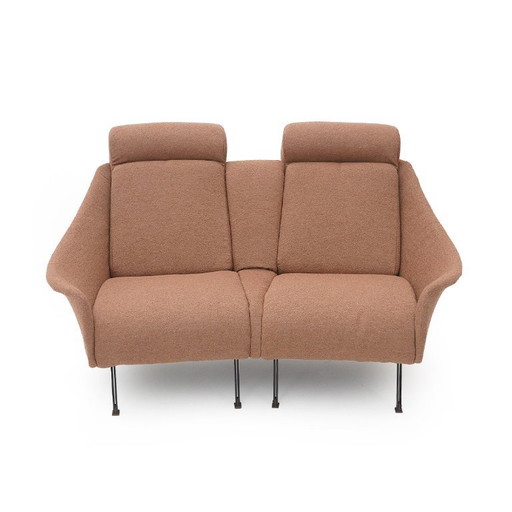 2-seater sofa in hazelnut bouclé, 1950s
