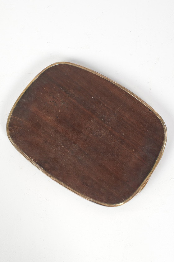 Image 1 of Vassoio in legno con ottone