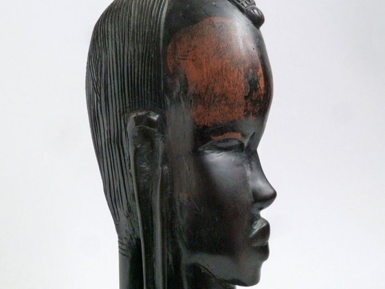 Image 1 of African sculpture in ebony wood, woman's head