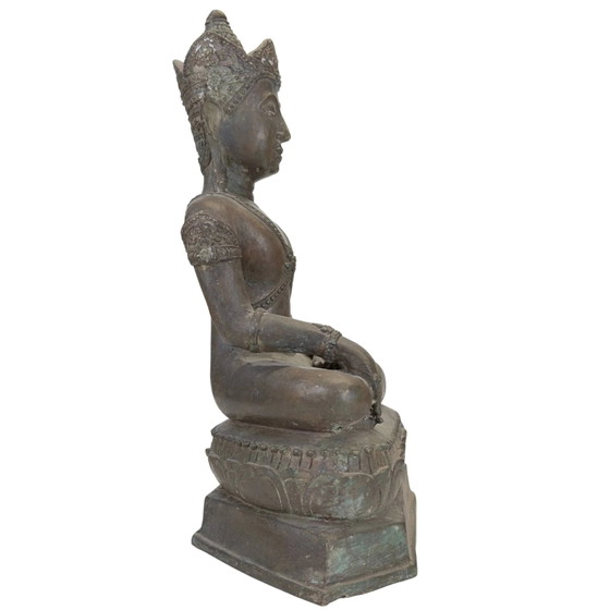 Buda coronado de bronce antiguo, Tailandia o Laos, siglo XIX – Esculturas, Bronze (photo 3 of 11)