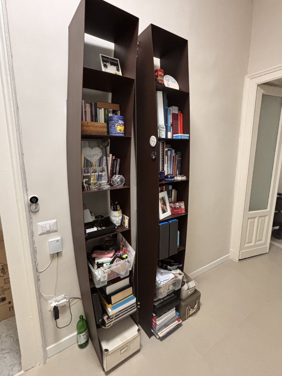 MisuraEmme WL2 Pair of Steel Bookcases, 7 Shelves, 230x41 cm, 1985, Numbered, Filing cabinets, Other, Brown (photo 4 of 5)