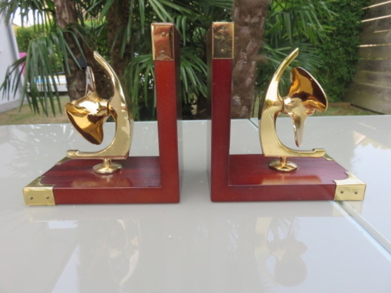 Image 1 of Buchstütze "Schiffsschraube" Palisander, Messing, 1970