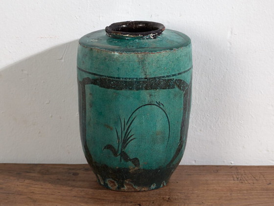Antique tall turquoise green vase (c.1820) #30 (photo 23 of 40)