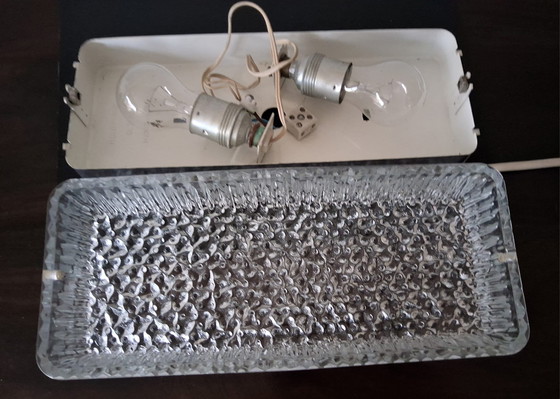 Image 1 of Rectangular ceiling lamp/wall lamp of cut glass, 1960s