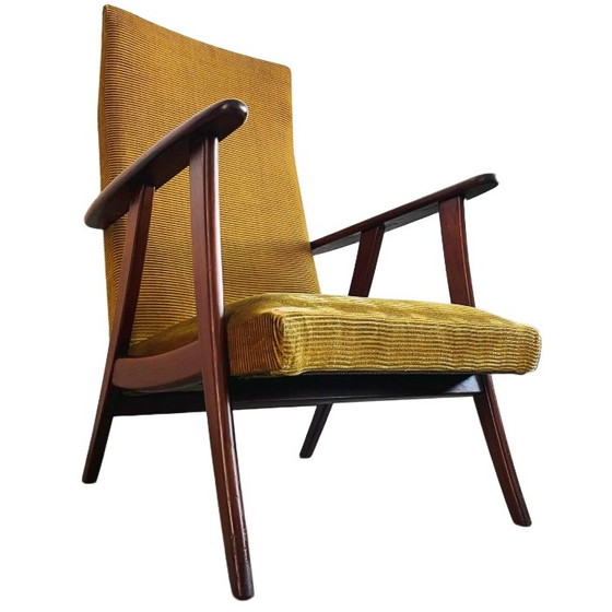 Image 1 of Vintage mid - Century Danish design armchair teak ochre yellow 1960's