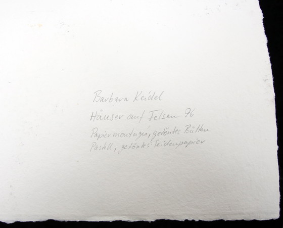Image 1 of Barbara Keidel - Houses on Rocks, 1996 - Œuvre d'art mixte signée de sa main,