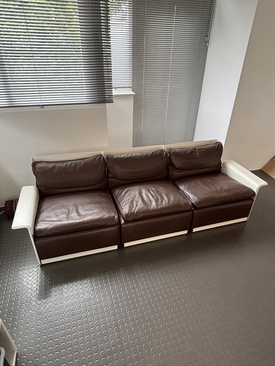 Image 1 of Dieter Rams Three Seater Sofa for Vitsoe (brown leather) 1980