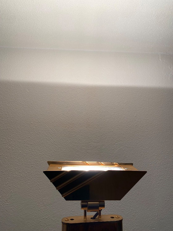 Image 1 of Mid-Century Modern Vloerlamp | Hout & Messing | Dimbaar | Jaren 70