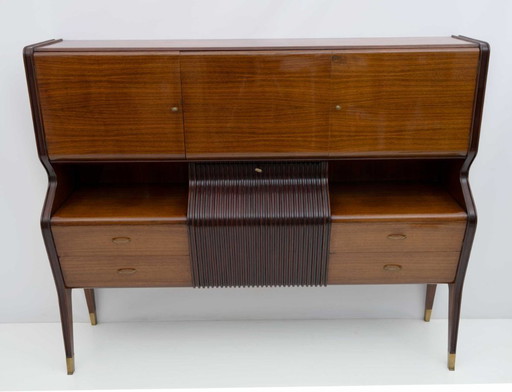 Osvaldo Borsani Mid-Century Modern Italian Sideboard with Bar Cabinet, 1950s