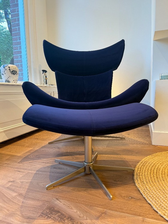 Fauteuil et repose-pieds BoConcept Imola par Henrik Petersen - Velours bleu foncé – Metal, Velvet (photo 9 of 17)