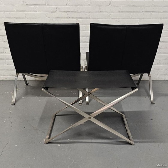 Image 1 of Set da salone in 3 pezzi Poul Kjærholm per Fritz Hansen PK22 e PK91 rivestito in pelle. Bellissime condizioni.