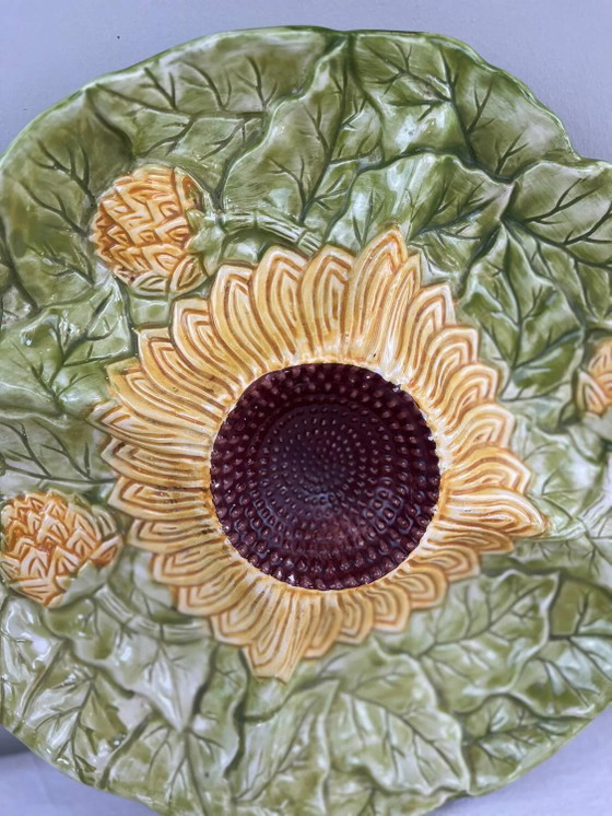 Teller Barbotine Sonnenblumen – Geschirr, Porcelain, Vintage (photo 2 of 6)