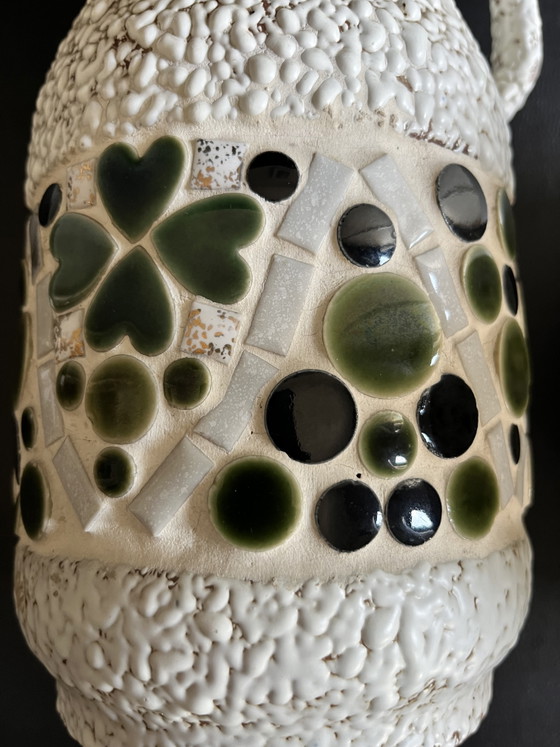 Image 1 of Brocca-vaso vintage Sawa Keramik XL con mosaico a trifoglio (31,5 cm)