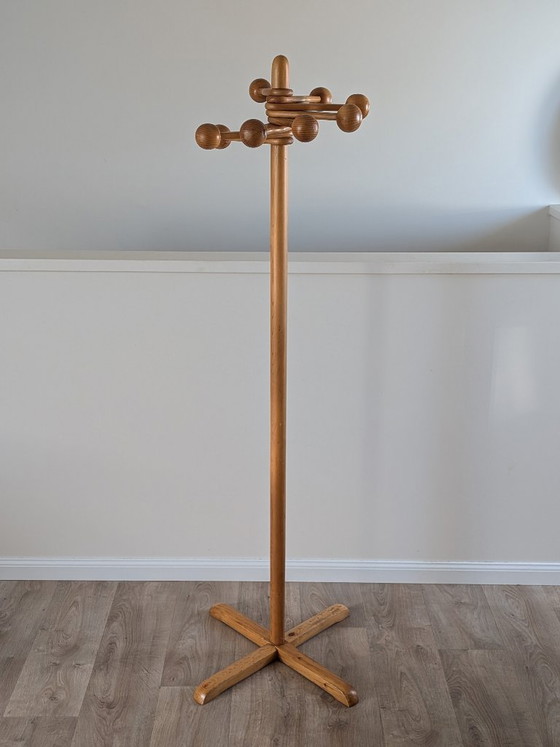 Image 1 of Vintage grenenhouten "Sputnik" kapstok – Scandinavisch modern – jaren 70