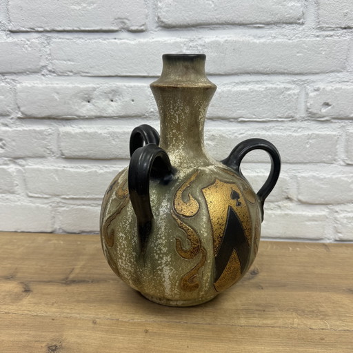 Roger Guérin - Brocca in ceramica Art Déco a quattro manici - Carte da gioco